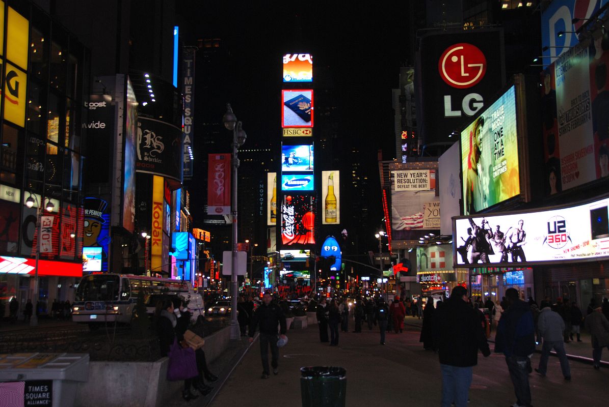 New York City Times Square At Night 04 View North To 2 Times Square And The Red Stairs